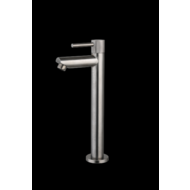 Fonteinkraan hoog rond Gun Metal met geribbeld knop