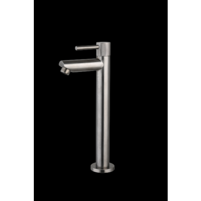 Fonteinkraan hoog Gun Metal met geribbelde knop