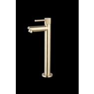Fonteinkraan hoog rond Goud Geborsteld met geribbeld knop