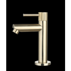Fonteinkraan rond Goud Geborsteld met geribbeld knop