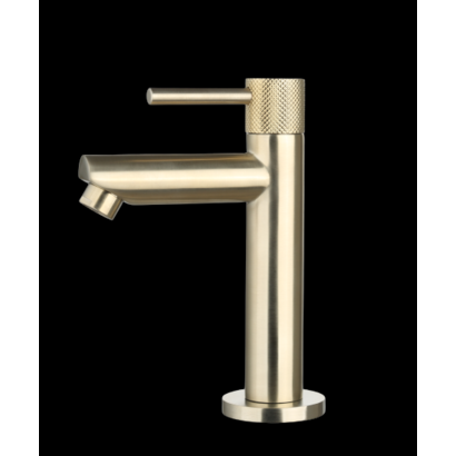 Fonteinkraan rond Goud Geborsteld met geribbeld knop