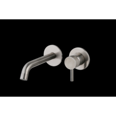 Wastafelmengkraan inbouw met box Gun Metal met geribbelde knop