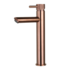 Wastafelmengkraan hoog rond Brons met geribbeld knop