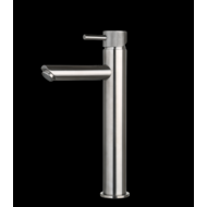 Wastafelmengkraan hoog rond Gun Metal met geribbeld knop