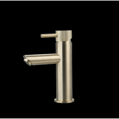 Wastafelmengkraan Mia Goud Geborsteld met geribbeld knop