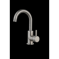 Wastafelmengkraan Largo met draaibare uitloop Gun Metal met geribbeld knop