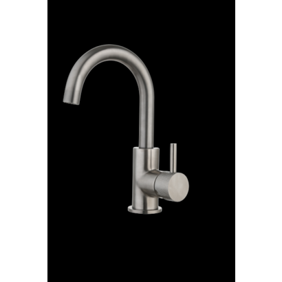 Wastafelmengkraan Largo met draaibare uitloop Gun Metal met geribbeld knop