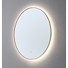 Ronde spiegel Goud Geborsteld met LED verlichting, 3 kleur instelbaar & dimbaar 100 incl. spiegelverwarming