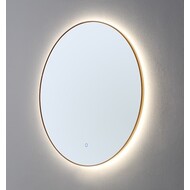 Ronde spiegel Goud Geborsteld met LED verlichting, 3 kleur instelbaar & dimbaar 100 incl. spiegelverwarming