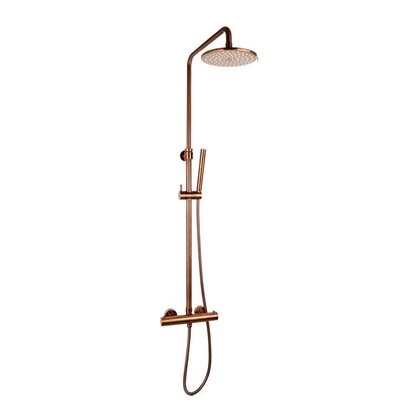 Doucheset thermostatisch (in hoogte verstelbaar) Brons douchekop 25 cm