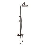 Doucheset thermostatisch (in hoogte verstelbaar) rond Gun Metal douchekop 30 cm