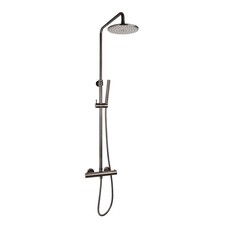 Doucheset opbouw thermostatisch (in hoogte verstelbaar) rond Gun Metal douchekop 30 cm