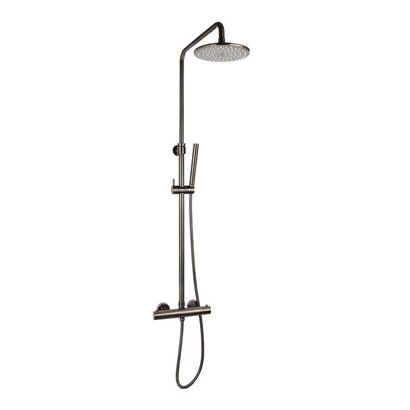 Doucheset thermostatisch (in hoogte verstelbaar) rond Gun Metal douchekop 25 cm