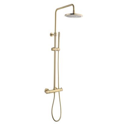 Doucheset thermostatisch (in hoogte verstelbaar) Goud Geborsteld douchekop 30 cm