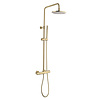 Doucheset thermostatisch (in hoogte verstelbaar) rond Goud Geborsteld douchekop 25 cm
