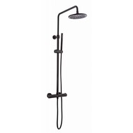 Doucheset thermostatisch (in hoogte verstelbaar) rond Mat Zwart douchekop 30 cm