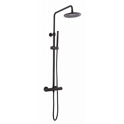 Doucheset thermostatisch (in hoogte verstelbaar) Mat Zwart douchekop 25 cm