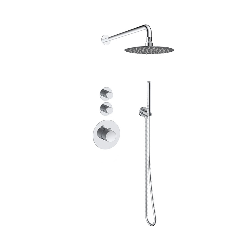 Doucheset inbouw deluxe met box thermostaat, muurbevestiging / douchekop 30 cm Chroom