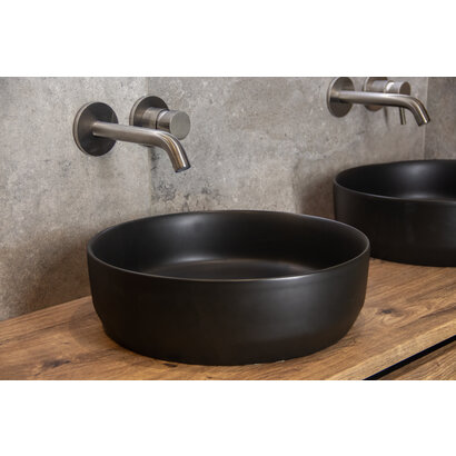 Waskom Keramiek Rond Victoria Color Line incl. clickwaste Mat Zwart