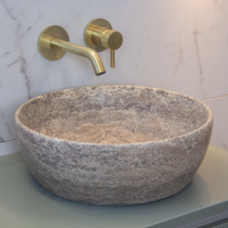 Waskom Marmer Rond  Silver Travertin