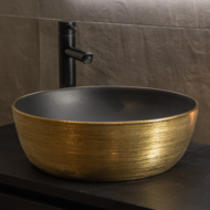 Waskom Keramiek Pisa Mat Zwart / Goud Geborsteld