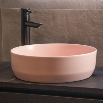 Waskom Keramiek Rond Victoria Color Line incl. clickwaste Mat Pastel Roze