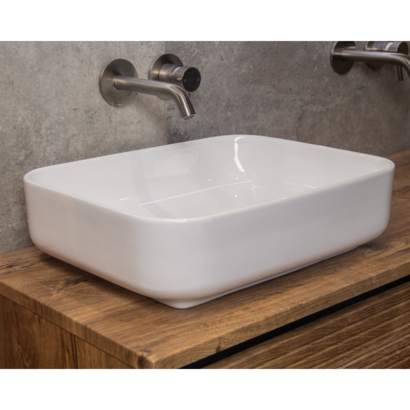 Waskom Keramiek Minerva Color Line incl. clickwaste Glans Wit