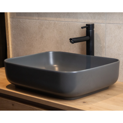Waskom Keramiek Minerva Color Line incl. clickwaste Mat Antraciet