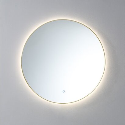 Ronde spiegel Goud Geborsteld met LED verlichting, 3 kleur instelbaar & dimbaar 60 incl. spiegelverwarming