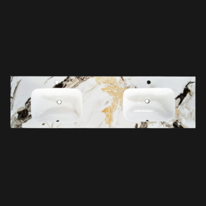 Wastafel Marble Ceramic Calacatta 140 dubbele wasbak