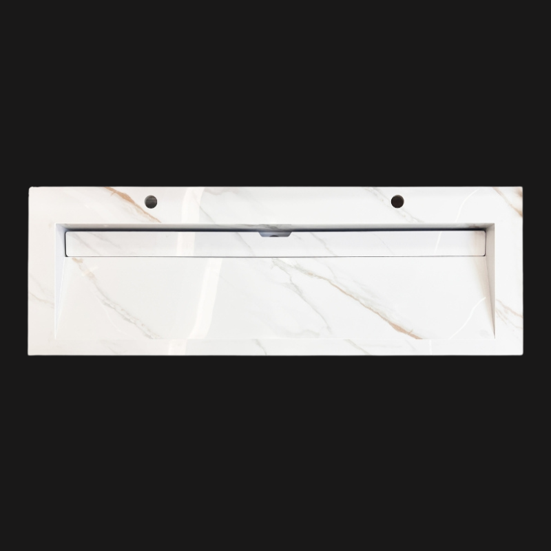 Wastafel Slate Gold/White Marble 140 enkele wasbak