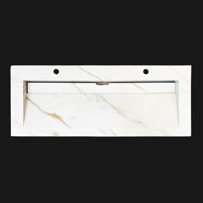 Wastafel Slate Gold/White Marble 120 enkele wasbak