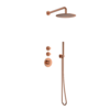 Doucheset inbouw deluxe met box thermostaat, muurbevestiging / douchekop 30 cm rond Brons