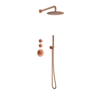 Doucheset inbouw deluxe met box thermostaat, muurbevestiging / douchekop 30 cm rond Brons