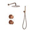 Doucheset inbouw met box thermostaat, muurbevestiging / afwerkringen / douchekop 30 cm rond Brons