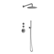 Doucheset inbouw deluxe met box thermostaat, muurbevestiging / douchekop 30 cm rond Gun Metal