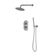 Doucheset inbouw met box thermostaat, muurbevestiging / douchekop 30 cm rond RVS