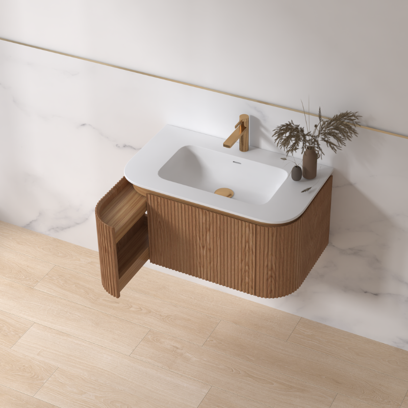 Badmeubelset Eleganza 80 Acacia Solid Surface zonder spiegel
