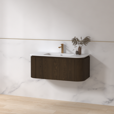 Badmeubelset Eleganza 100 Solid Surface Dark Walnut zonder spiegel