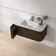 Badmeubelset Eleganza 100 Solid Surface Dark Walnut zonder spiegel