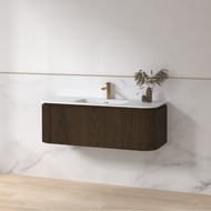 Badmeubelset Eleganza 120 Solid Surface Dark Walnut zonder spiegel