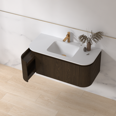 Badmeubelset Eleganza 100 Keramiek Dark Walnut zonder spiegel