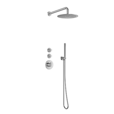 Doucheset inbouw deluxe met box thermostaat, muurbevestiging / douchekop 25 cm rond RVS