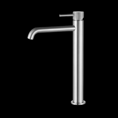 Wastafelmengkraan Slimline hoog RVS met geribbelde kn
