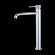 Wastafelmengkraan Slimline hoog rond Chroom met geribbeld knop