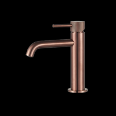 Wastafelmengkraan Slimline Brons met geribbelde knop