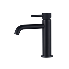 Wastafelmengkraan Slimline Mat Zwart met geribbelde knop