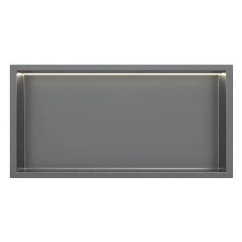Inbouw-wandnis Gun Metal 30x60x7 cm met LED verlichting