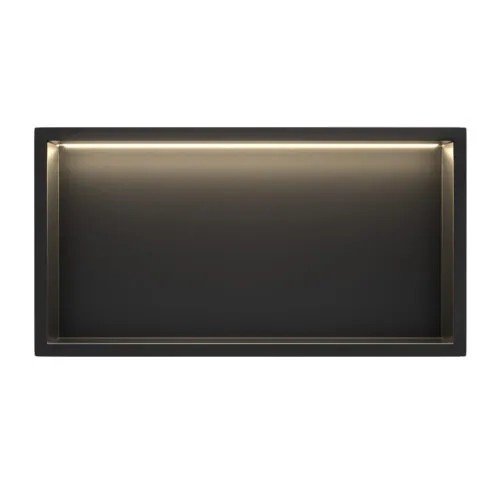 Inbouw-wandnis Mat Zwart 30x60x7 cm met LED verlichting