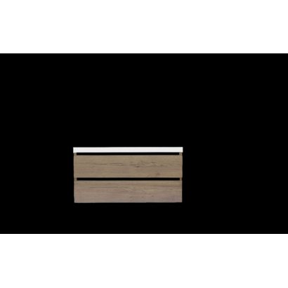 Trendline basic onderkast met greeplijst Mat Zwart 140 Tabak Oak